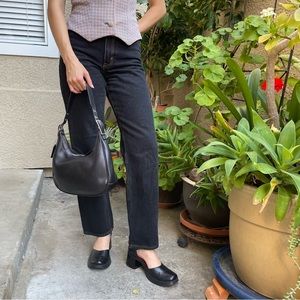 Vintage black/silver Coach leather shoulder bag